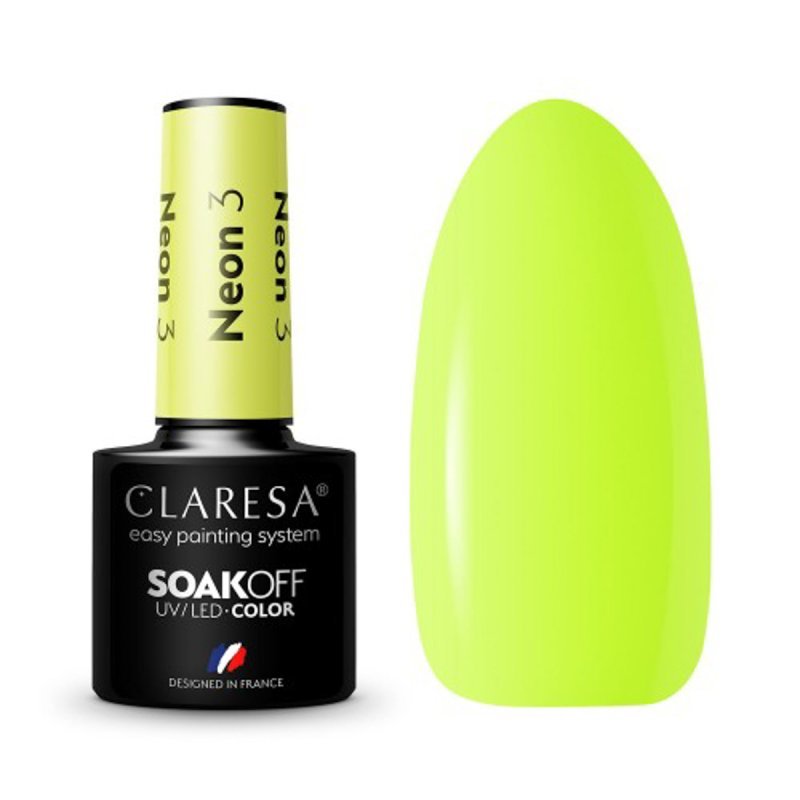 Gellak Claresa Neon 3 5 g voor professionele manicure, pedicure en nagelstyling met intense glans en houdbaarheid tot 3 weken