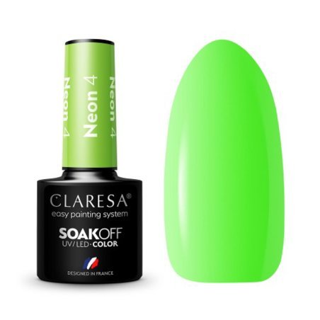 Gellak Neon 4 Claresa 5 g voor manicure en pedicure met intense glans, duurzame kleur en professionele nagelstyling