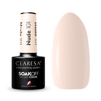 Gellak nude 101 Claresa 5 g voor manicure, pedicure en professionele nagelstyling met langdurige glans voor salons en thuis