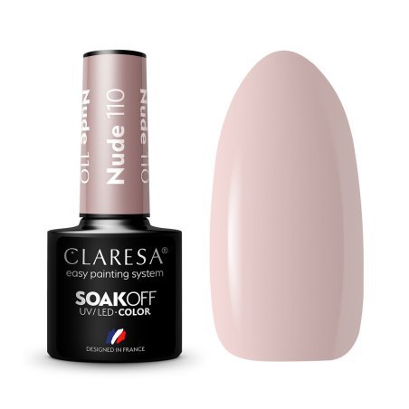 Gellak nude 110 Claresa 5 g voor manicure en pedicure, professionele nagelstyling met glans en houdbaarheid tot 3 weken
