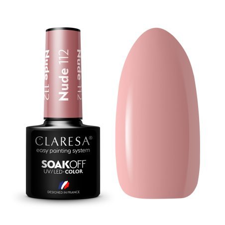 Gellak nude 112 Claresa 5 g voor manicure en pedicure met langdurige glans voor salon en thuisgebruik met natuurlijke styling