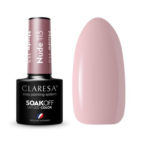 Gellak nude 113 Claresa 5 g voor manicure en pedicure met intense glans en duurzame styling voor salon en thuis
