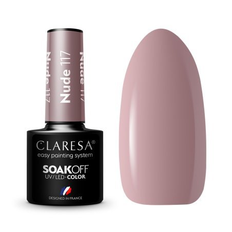 Gellak nude 117 Claresa 5 g voor professionele manicure en pedicure met intense glans en houdbaarheid tot 3 weken