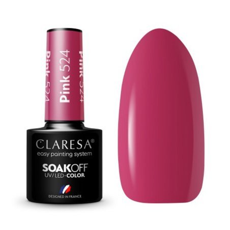 Roze gellak Claresa 524 voor manicure en pedicure met glans, opbouwbare kleur en houdbaarheid tot 3 weken, 5 g
