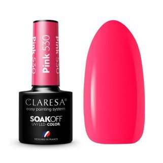Roze gellak Claresa 530 voor manicure en pedicure met intense glans, duurzame salonstyling en thuisgebruik, 5 g