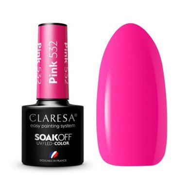 Gellak roze 532 Claresa 5 g voor professionele manicure, pedicure en salonwerk met glans en houdbaarheid tot 3 weken