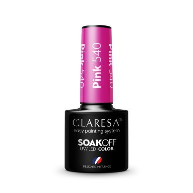 Gellak roze 540 Claresa 5 g met glans, tot 3 weken houdbaarheid voor professionele manicure, pedicure, salon en thuis