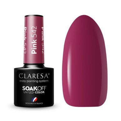 Roze gellak Claresa 542 5 g voor professionele manicure, pedicure en nail art met intense glans en houdbaarheid tot 3 weken