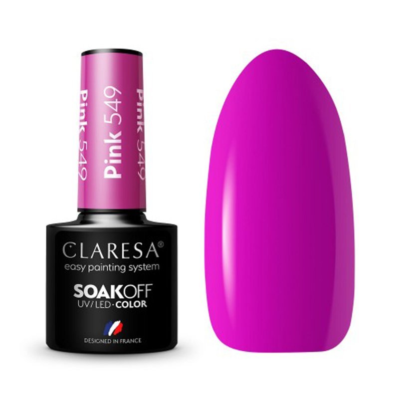 Roze gellak Claresa 549 5 g voor manicure en pedicure met intense glans, duurzame kleur en professionele nagelstyling