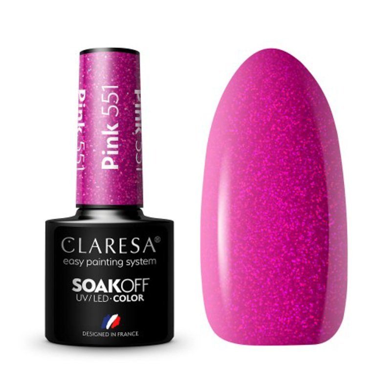 Roze gellak Claresa 551 5 g voor manicure, pedicure en nagelstyling met glans en houdbaarheid tot 3 weken voor salonwerk