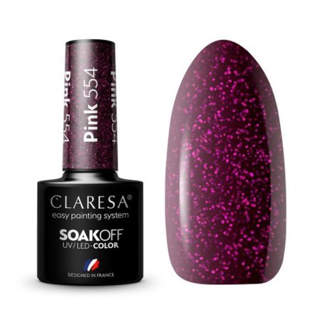 Gellak roze 554 Claresa 5 g voor manicure, pedicure en professionele nagelstyling met glans en houdbaarheid tot 3 weken