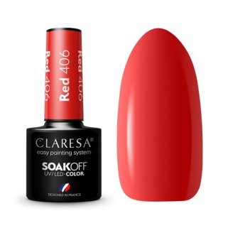 Rode gellak 406 Claresa 5 g voor manicure en pedicure, volledige dekking en decoratieve nagelstyling voor salonwerk
