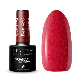 Rode gellak Claresa 430 5 g voor manicure en pedicure met verzorgde dekking en decoratieve nagelstyling voor salons