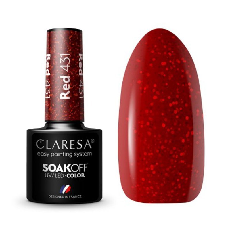 Rode gellak 431 van Claresa 5 g voor professionele manicure, pedicure en verzorgde nagelstyling met UV/LED-lamp