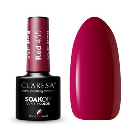 Rode gellak 435 Claresa 5 g voor manicure en pedicure, UV/LED-uitharding voor volledige dekking of decoratieve accenten