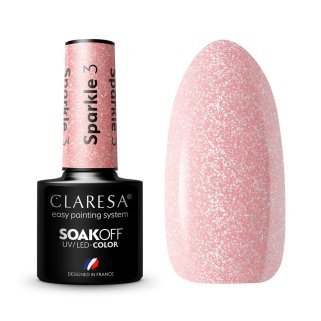 Gellak Sparkle 3 Claresa 5 g voor manicure en pedicure met verzorgde dekking en decoratieve nagelstyling in de salon