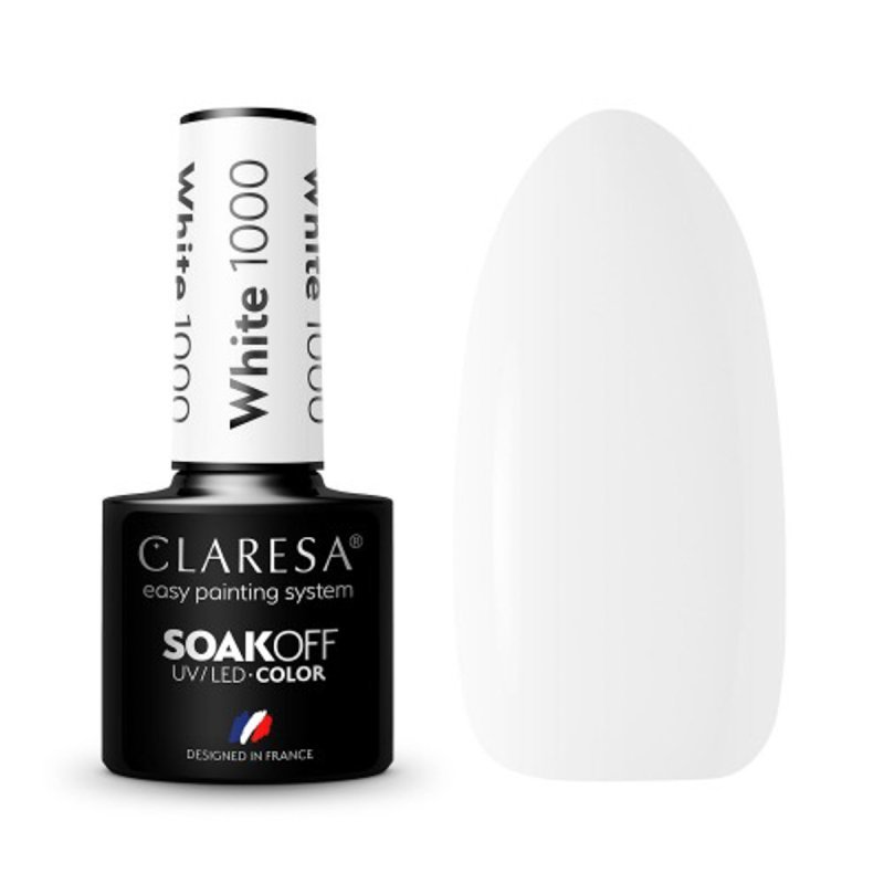 Witte gellak 1000 Claresa 5 g voor manicure en pedicure met UV/LED-uitharding, volledige dekking of decoratief accent Witte gellak 1000 Claresa 5 g voor manicure en pedicure met UV/LED-uitharding, volledige dekking of decoratief accent