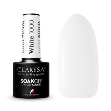 Witte gellak 1000 Claresa 5 g voor manicure en pedicure met UV/LED-uitharding, volledige dekking of decoratief accent