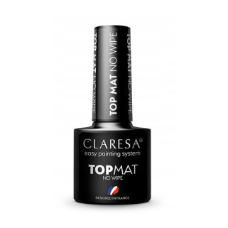 Gellak topcoat Matt No Wipe Claresa 5 g voor professionele manicure en pedicure met een matte, verzorgde afwerking