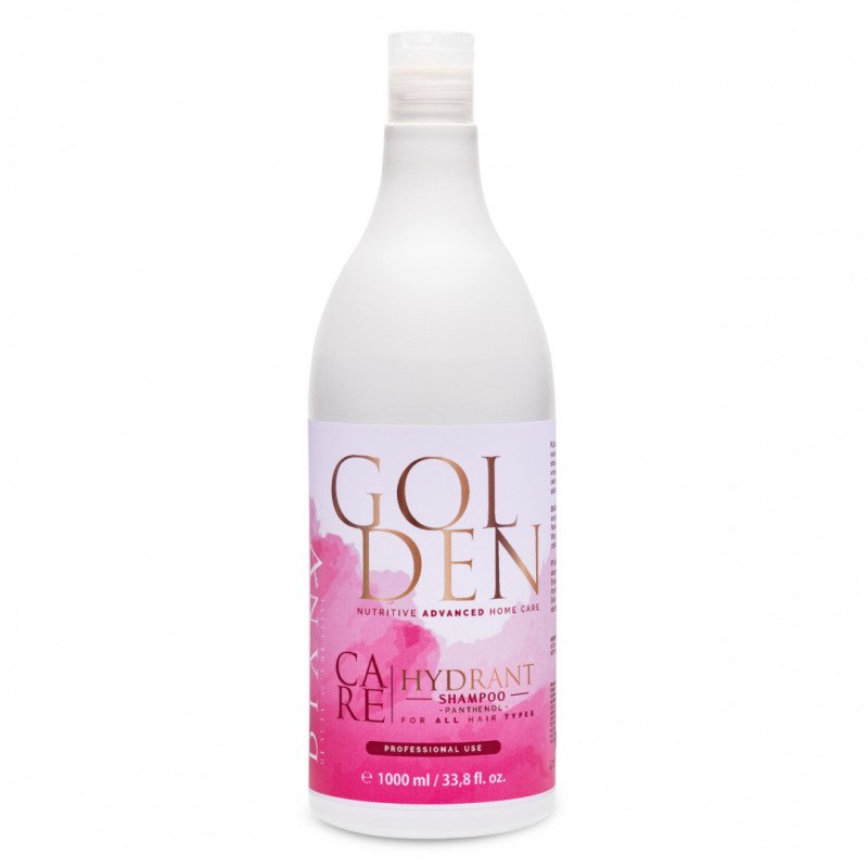 Professionele shampoo Golden 1000ml na proteïne straightening met panthenol, hyaluronzuur en gouddeeltjes voor glans