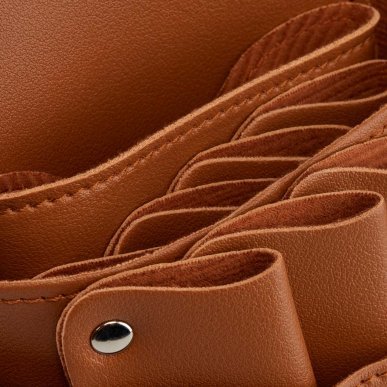 Holster met riem voor kappersscharen T14, bruin, voor kappers en barbers met overzichtelijk gereedschap in de salon