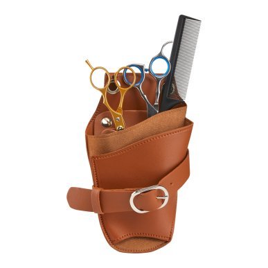 Kappersschaarholster met riem, bruin T11 voor kappers en barbers voor snelle toegang en georganiseerd professioneel salonwerk