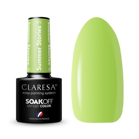 Gellak Summer Stories 3 van Claresa 5 g voor nagelstyling, manicure en pedicure met UV/LED-uitharding voor salonwerk