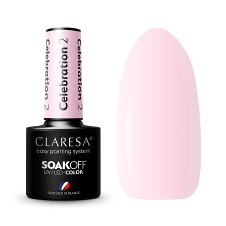 Gellak Celebration 2 Claresa 5 g voor volledige dekking, accenten en nail art in professionele manicure en pedicure