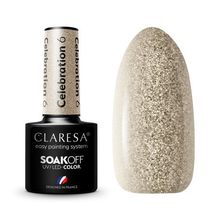 Gellak Celebration 6 Claresa 5 g voor manicure en pedicure met UV/LED-uitharding en nail art voor professioneel salonwerk
