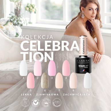 Gellak Celebration 6 Claresa 5 g voor manicure en pedicure met UV/LED-uitharding en nail art voor professioneel salonwerk