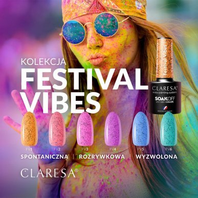 Gellak Festival Vibes 6 Claresa 5 g voor manicure, pedicure en nail art in UV/LED-lamp voor salon en beautypraktijk
