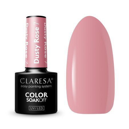 Gellak Dusty Rose 7 Claresa 5 g voor manicure en pedicure, volledige dekking, accenten en nail art in de salon