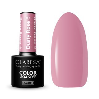Gellak Dusty Rose 8 van Claresa 5 g voor manicure en pedicure, volledige dekking, accenten en nail art in de salon