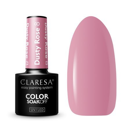 Gellak Dusty Rose 8 van Claresa 5 g voor manicure en pedicure, volledige dekking, accenten en nail art in de salon
