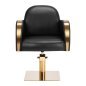 Kappersstoel Malaga Gabbiano goud zwart met hydraulische hoogteverstelling voor professionele kapsalon en saloninrichting Kappersstoel Malaga Gabbiano goud zwart met hydraulische hoogteverstelling voor professionele kapsalon en saloninrichting