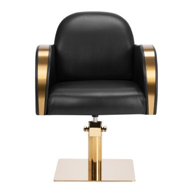 Kappersstoel Malaga Gabbiano goud zwart met hydraulische hoogteverstelling voor professionele kapsalon en saloninrichting