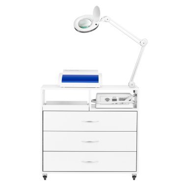 Podo-unit Y-200 Set Max voor professionele podologie en gespecialiseerde pedicure met boorunit, loeplamp en UV-C-sterilisator