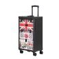 Professionele barber trolley Gabbiano C12 zwart met planken en wielen voor kapperswerk, barbershop en accessoires