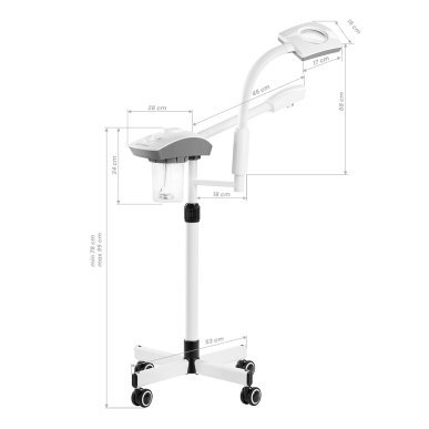 Professionele vapozon met loeplamp Giovanni D-21 wit voor cosmetische behandelingen en huidverzorging in de salon
