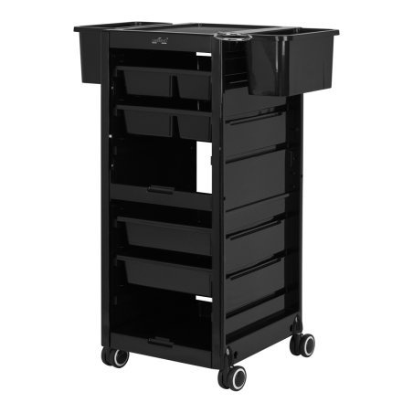 Kappers trolley Gabbiano 68A zwart voor professioneel kapperswerk en barberdiensten met overzichtelijke werkplek in de salon