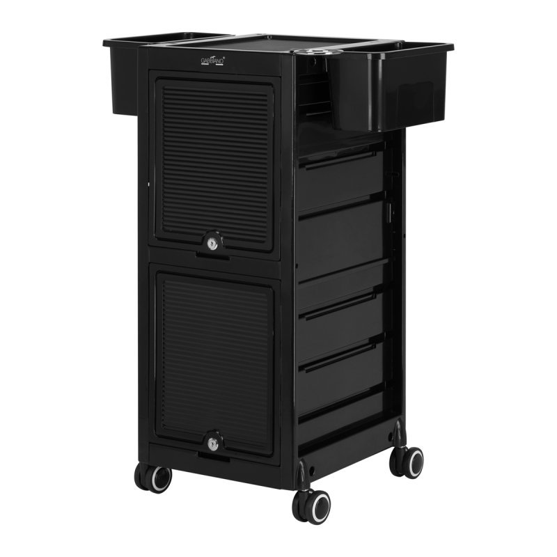 Professionele kappers trolley Gabbiano 68C zwart voor kapperswerk, barberdiensten en een overzichtelijke salonwerkplek