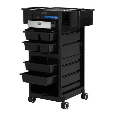 Professionele kappers trolley Gabbiano 68UV zwart met UV-sterilisator voor salon, barberdiensten en georganiseerde haarstyling