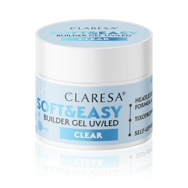 Builder gel Soft & Easy transparant Claresa 90 g voor professionele nagelstyling, manicure en pedicure in de salon
