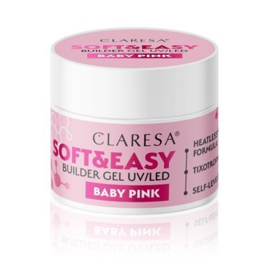 Builder gel Soft & Easy van Claresa, babyroze, 90 g voor nagelversteviging en nagelstyling manicure en pedicure