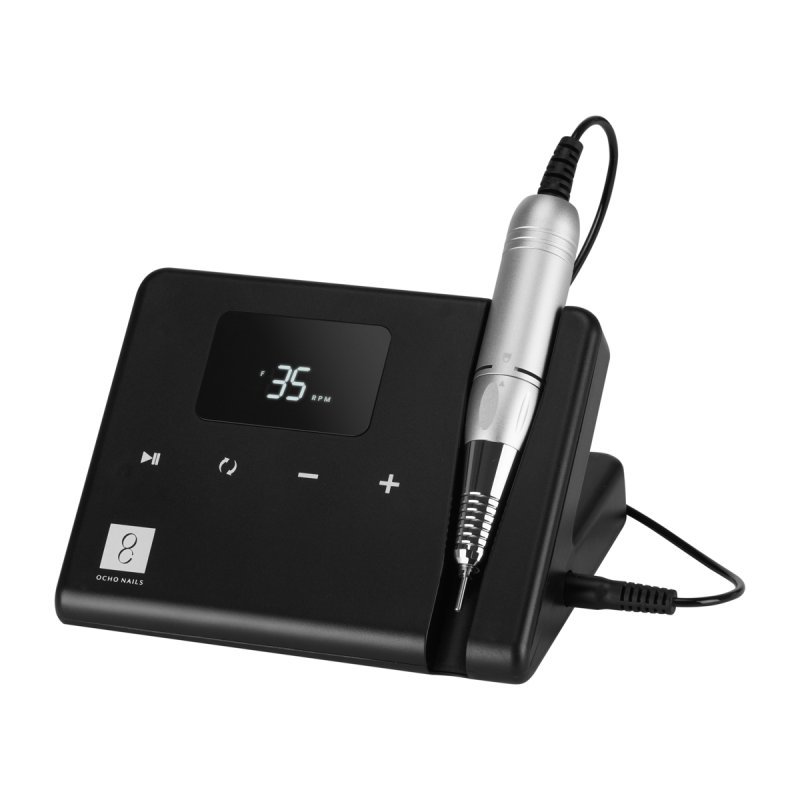Professionele nagelfreesmachine Ocho Technic 65W zwart met Twist-Lock kop voor manicure, pedicure en nagelstyling