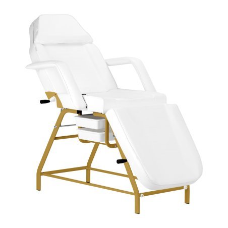 Cosmetische stoel 557G met trays, wit, voor professioneel salonmeubilair, salonwerk en klantcomfort in de praktijk