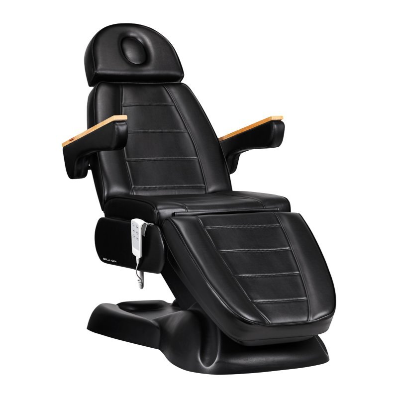 Elektrische cosmetische stoel Sillon Lux 273B zwart met 3 motoren voor gezichts- en lichaamsbehandelingen