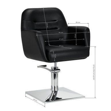 Kappersstoel Gabbiano Monaco zwart en chroom met hydraulische lift, synthetisch leer en voetsteun voor salon