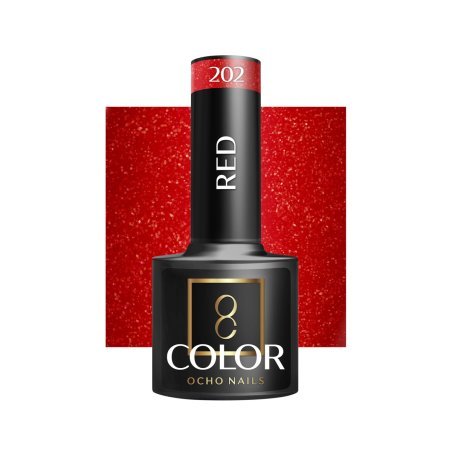 Rode gellak Ocho Nails 202 5 g voor professionele nagelstyling, manicure en pedicure met verzorgde kleurafwerking