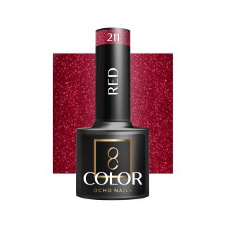 Rode gellak Ocho Nails 211, 5 g voor professionele nagelstyling, manicure en pedicure in de salon voor nagelstylisten